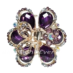 Haargreifer Blume Haarkneifer Haarklammer Metall & Strass lila violett gold 5145